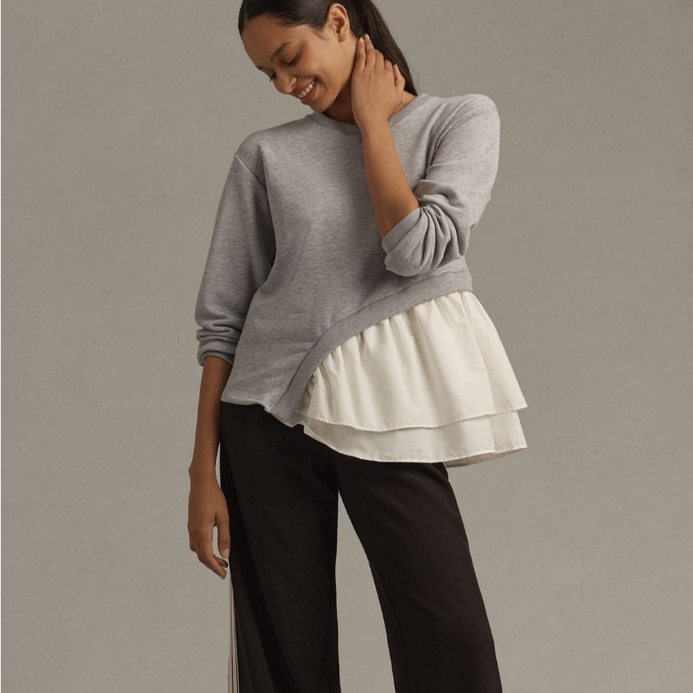 Anthropologie Maeve Asymmetrical Twofer Sweatshirt Size XS
